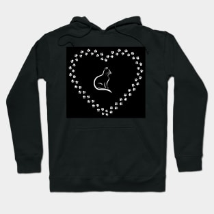 Cute Cat Love - Black Hoodie